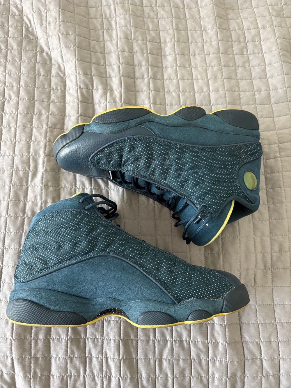 Jordan 13 squadron High-Top Sneakers with Yellow Trim